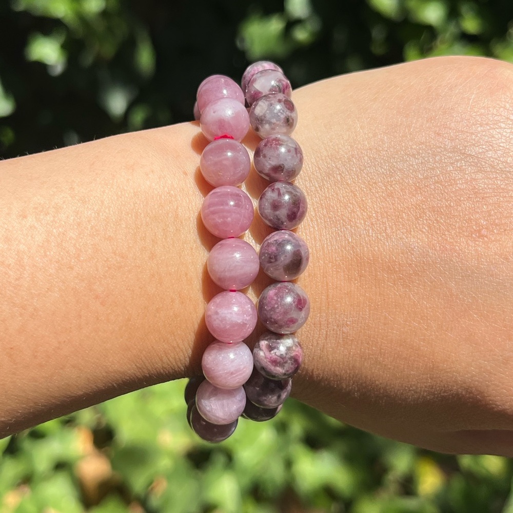 9.5mm purple rose quartz tourmaline bracelets‎
